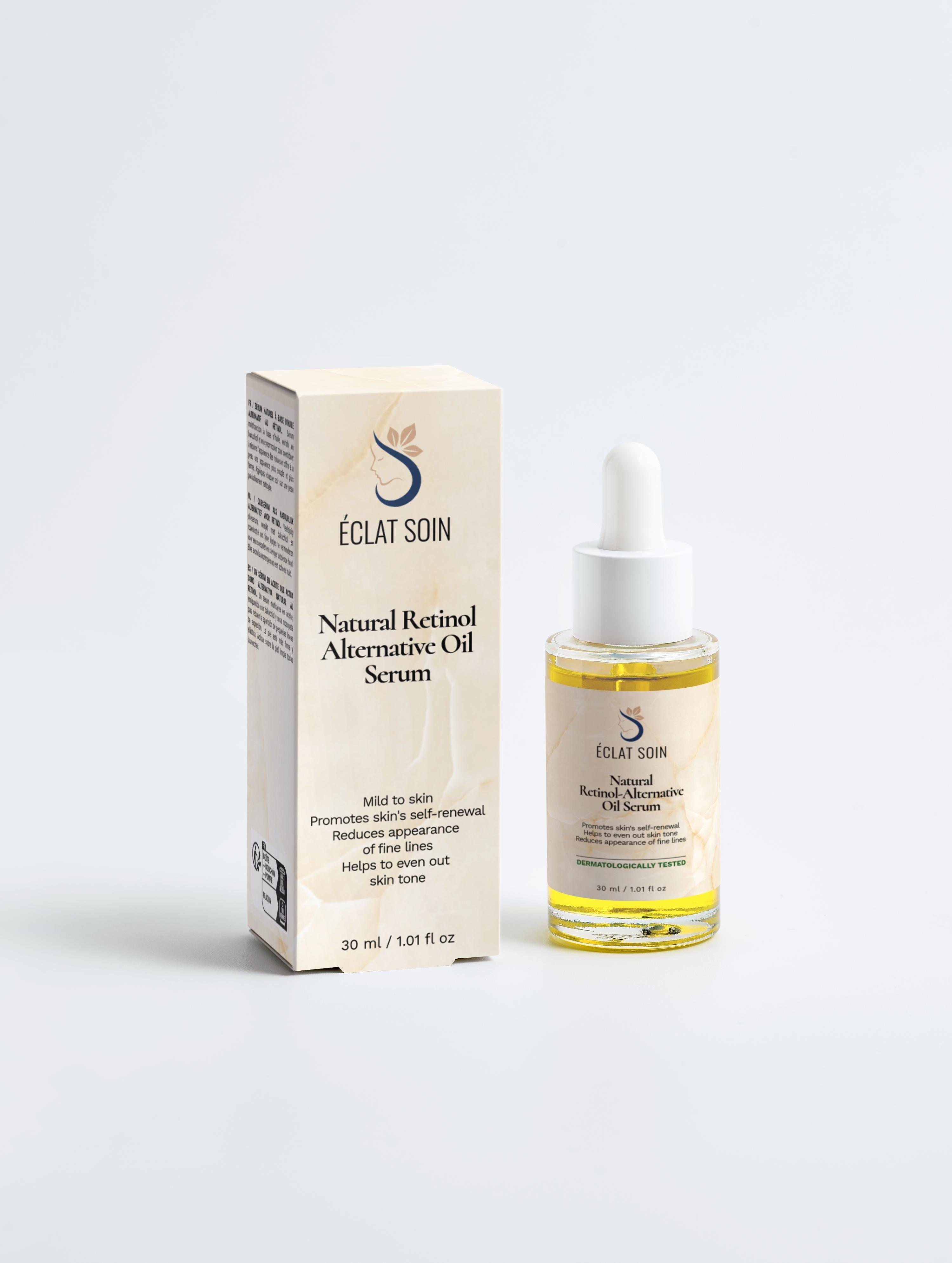 ÉCLAT SOIN Natural Retinol-Alternative Oil Serum in 30ml bottle with skincare benefits
